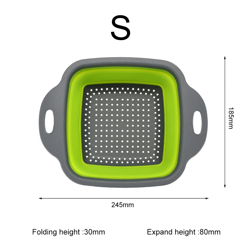 Складная квадратная форма силиконовый дуршлаг дренажная корзина фрукты овощи еда кухня складной дуршлаги слив с ручкой