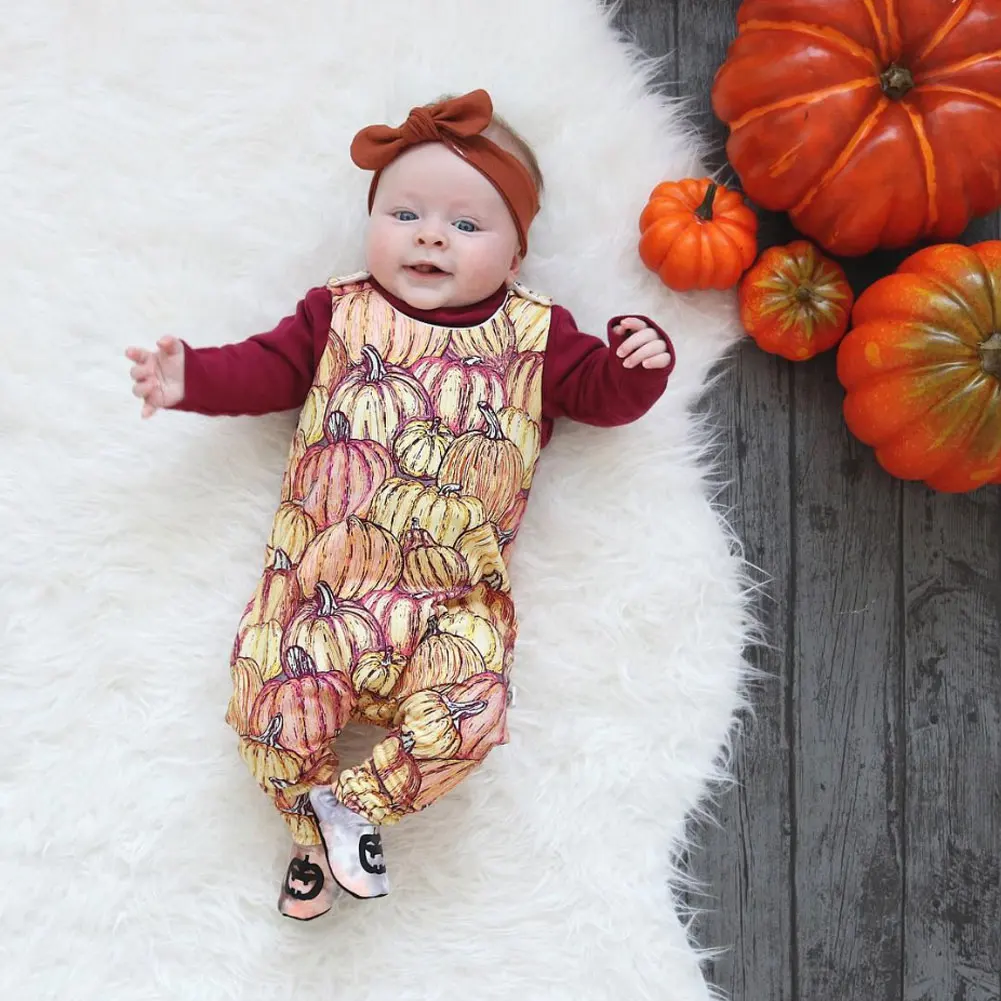 Emmababy, для новорожденных, для малышей унисекс, без рукавов, с круглым вырезом, на Хэллоуин, комбинезон, жилет, комплект одежды