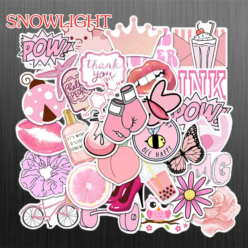 10/30/50 pcs/pack  Pink Ins Style Sticker Peach Ice Cream Stickers For Luggage Skateboard Doodle Laptop Guitar Toy Stickers