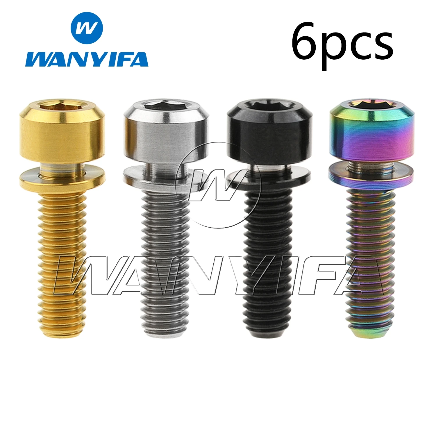 Wanyifa Titanium Ti M5x16mm M5x18mm M5x20mm for Bicycle Stem Socket Head Bolt with Washer pack of 6