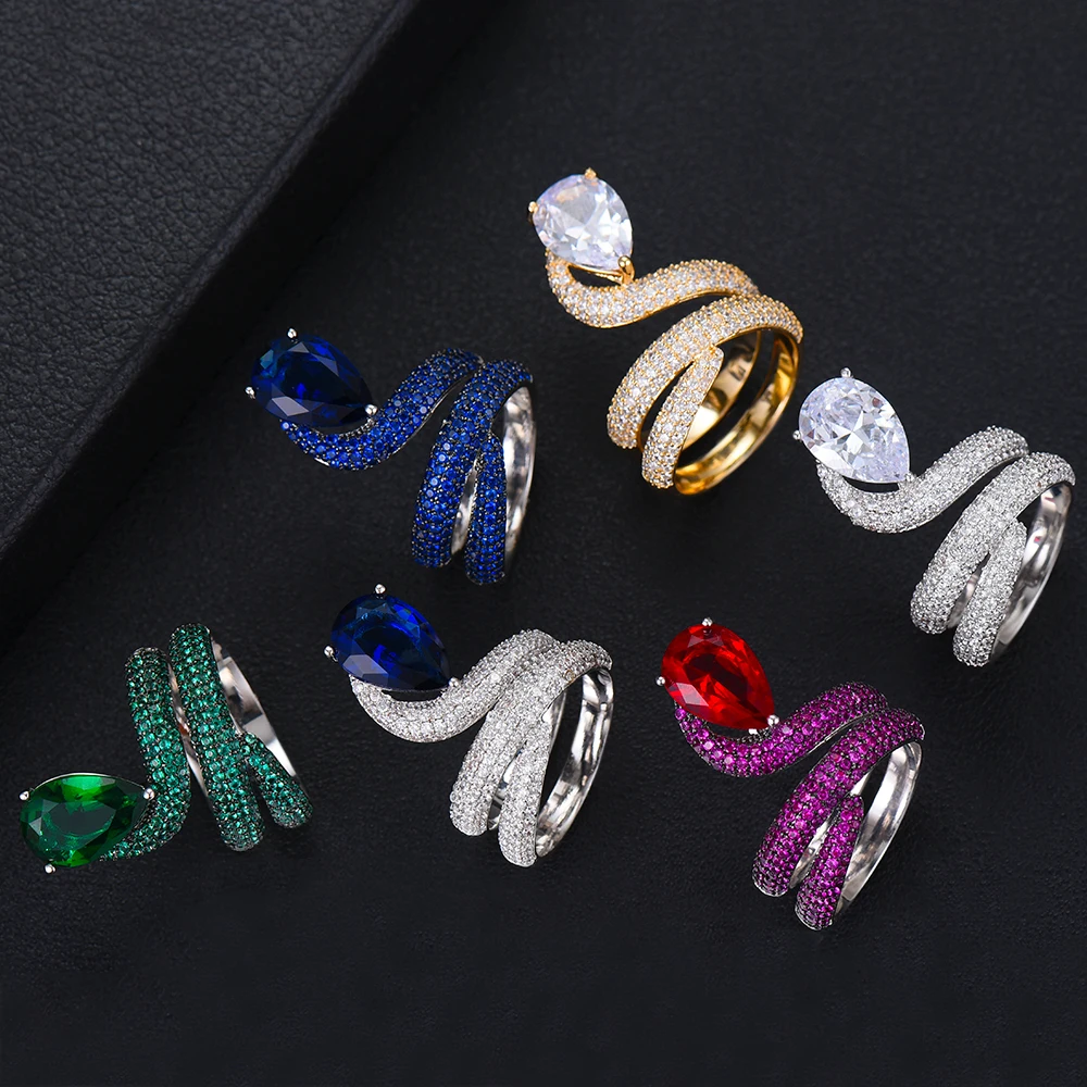 

GODKI Jimbora Monaco Design Luxury Statement Snake Fine Ring For Women Daily Cubic Zircon Engagement Dubai Punk Bridal Wedding