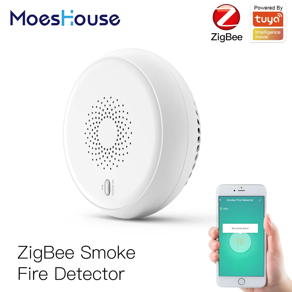 Zigbee Smart Smoke Fire Alarm Sensor Detector Home Security System Battery-powered Alarm Wireless Smart Life Tuya App Control afbeelding