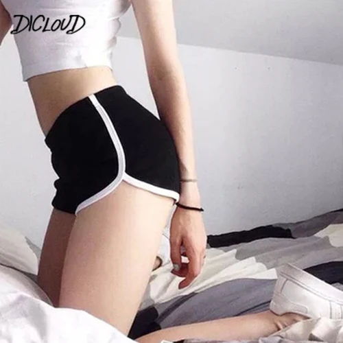 DICLOUD 여성용 하이 웨이스트 캐주얼 반바지, 블랙 화이트 반바지, 하라주쿠 비치, 섹시한 짧은 여성 의류 2