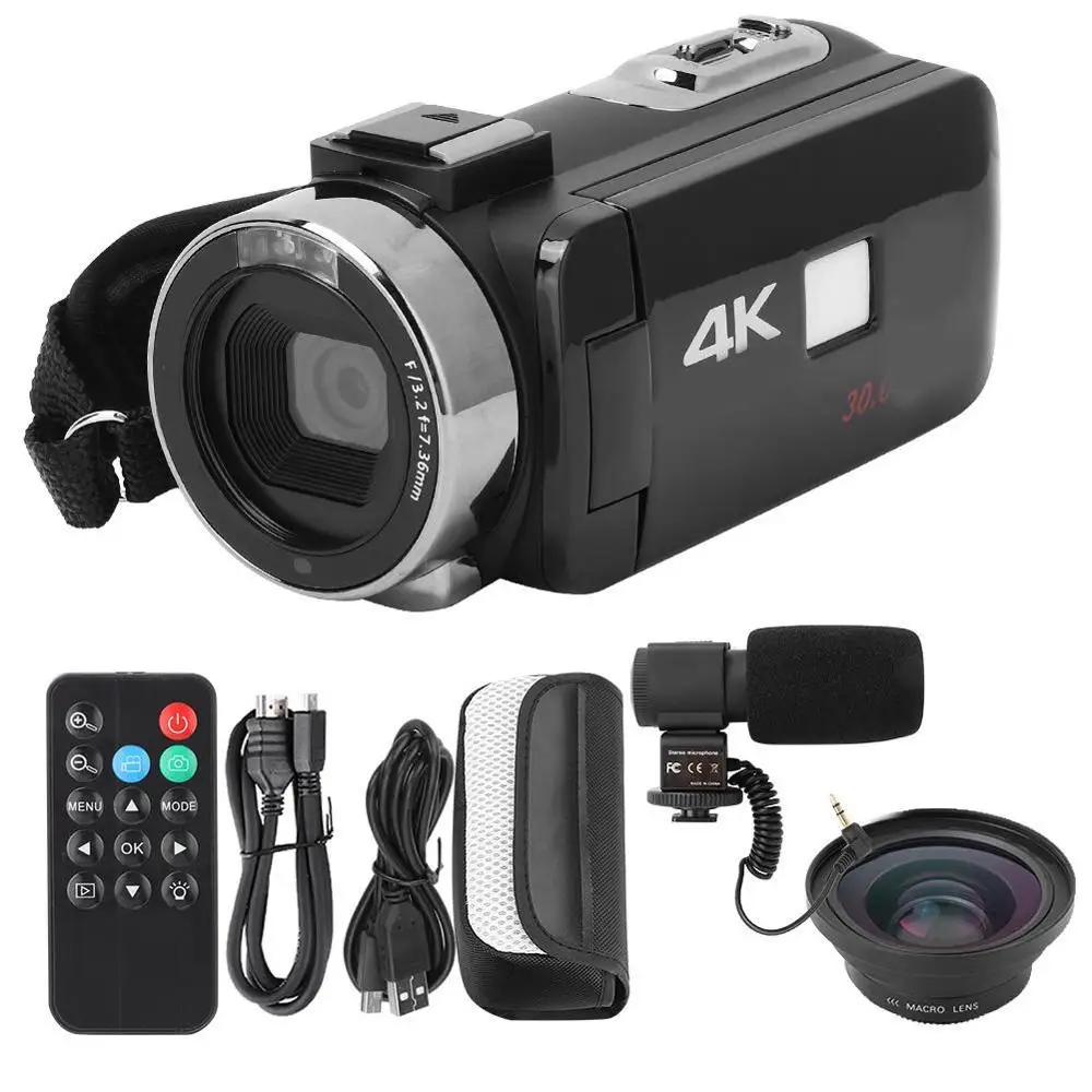3 дюйма 4K HD видео Камера Wi-Fi Ночное видение 16x Zoom ультра-hd Сенсорный экран Цифровая видеокамера Камера комплект с пультом дистанционного управления Управление - Цвет: Bundle 2