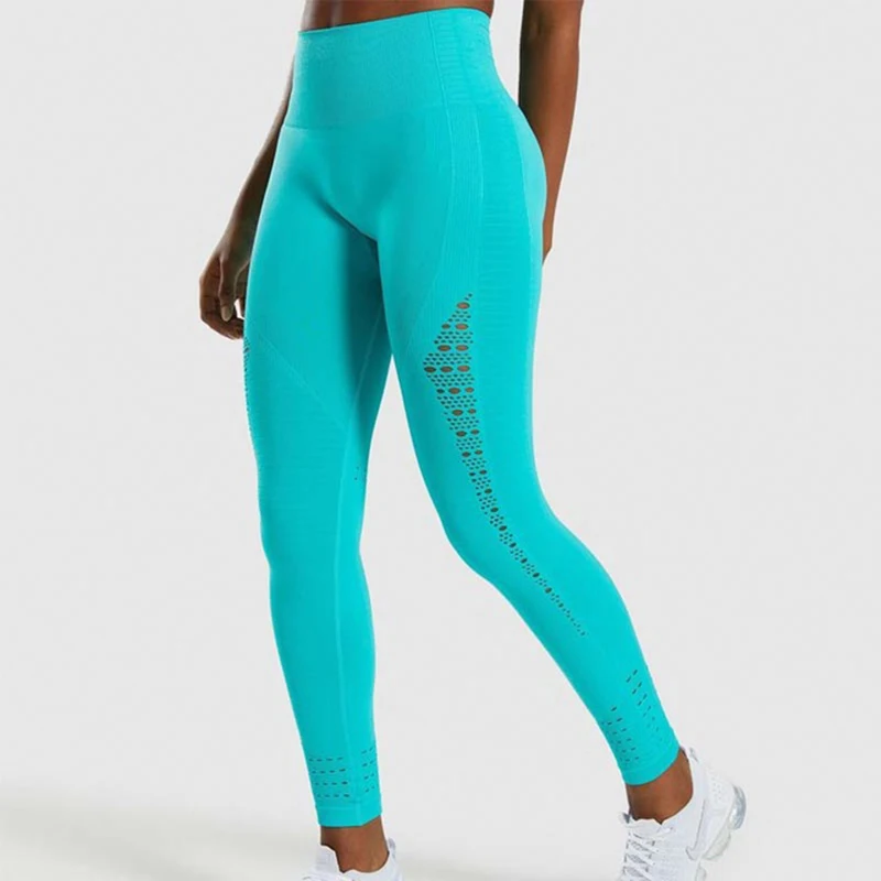 SALSPOR Новые Бесшовные штаны для йоги акулы женские Леггинсы для йоги эластичные леггинсы для спортзала фитнес женские спортивные легинсы для бега брюки - Цвет: Green