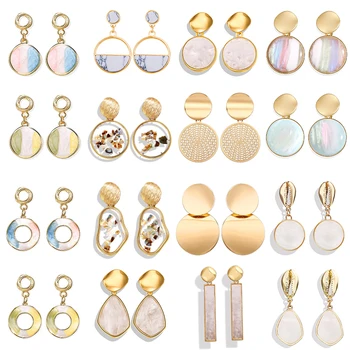 

IF YOU Vintage Acrylic Geometric Shell Dangle Earrings For Women Round Small Drop Earring 2020 New Design Spring&Summer Jewelry