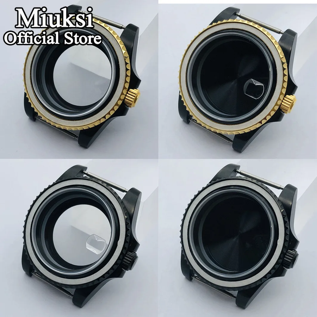 Miuksi 40mm black PVD case sapphire glass transparent back fit ETA2836 NH35 36 Mingzhu DG2813 3804 Miyota8205 8215 821A movement | Наручные