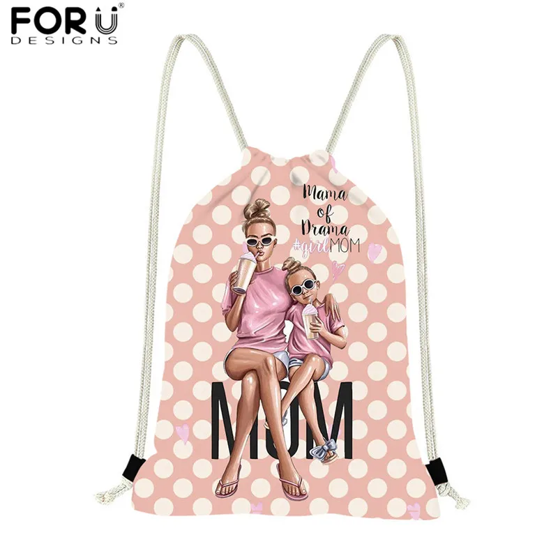 FORUDESIGNS/симпатичное, на шнурке рюкзаки для детей I Love Mama супер для мам и дочек, полиэстер строка мешок сумки для Для женщин для ежедневных покупок сумка для путешествий - Цвет: HMA175Z3