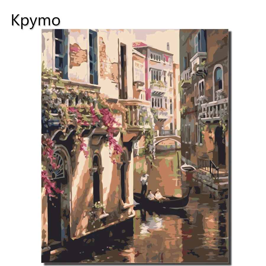 

Kpymo Venice water city Painting By Numbers Europe Abstract Painting Home Decor For Living Room Wall Art color numbers Lake Boat