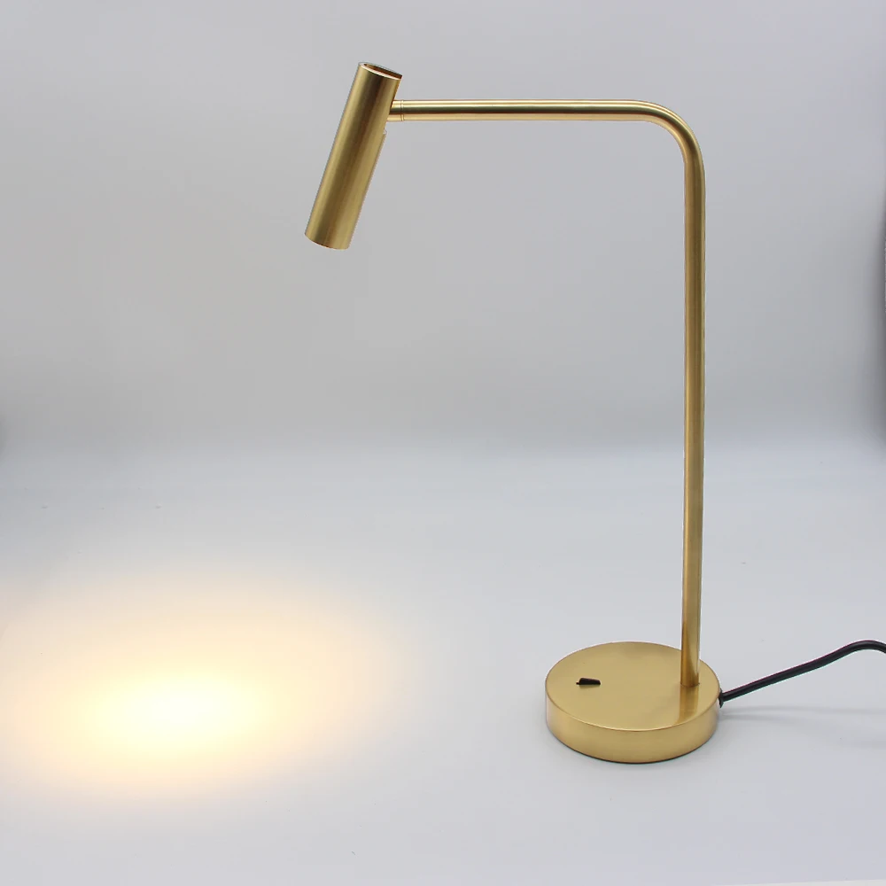 Zerouno office table light LED lamp desk book reading modern for bedroom study stand room bedside rocker switch wall plug gold