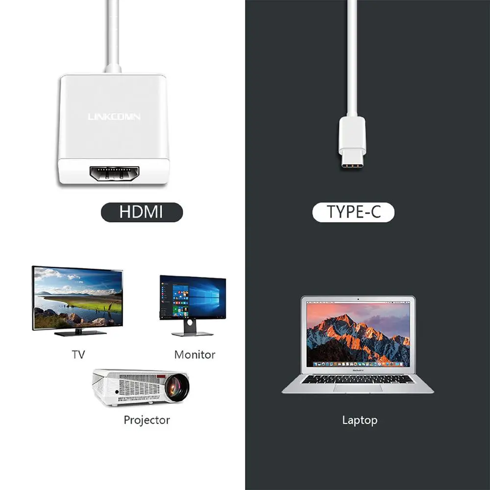 Адаптер Linkcomn USB-C type-C для HDMI 4K Ultra HD 2016P 60Hz