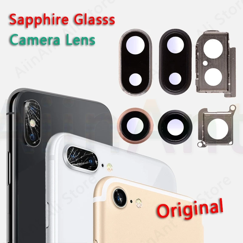 Original Sapphire Crystal Back Rear Camera Glass Ring For iPhone 7 8 Plus Camera Lens Ring Cover Replacement