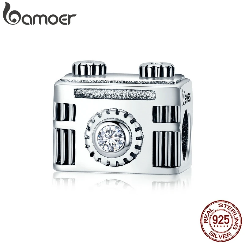 Подвеска для браслета и ожерелья из серебра 925 пробы с камерой|enamel diy|camera charmbracelet