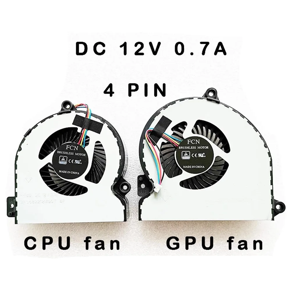 New laptop cpu gpu cooling fan cooler radiator for ASUS ROG STRIX S7VI GL702VI DFS682212M00T FK5B DFS593512MN0T FK5C DC12V 0.7A |