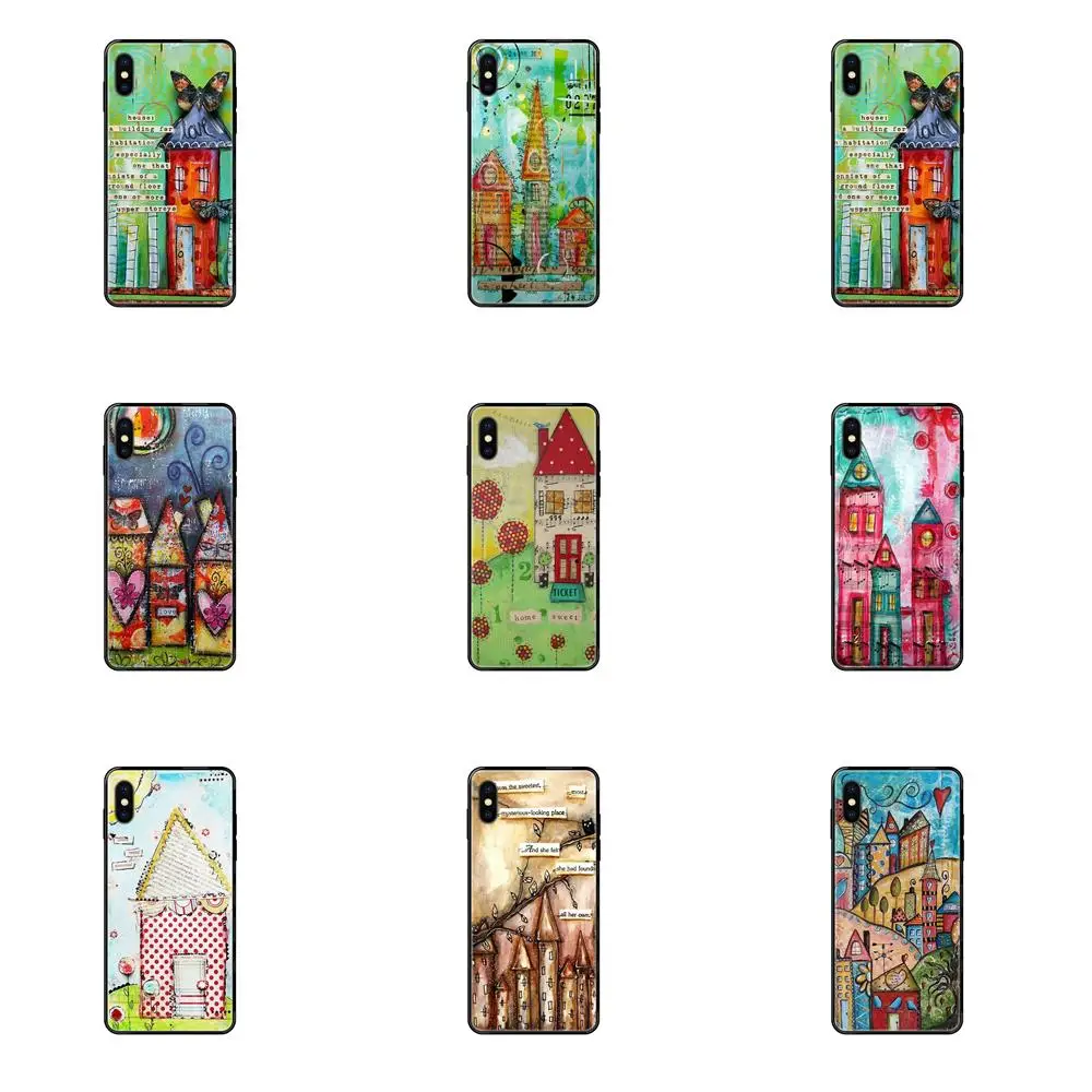 Art Journaling Collage Houses For Apple iPhone 11 12 Pro 5 5S SE 5C 6 6S 7 8 X XR XS Plus Max Clear Soft Shell | Мобильные телефоны