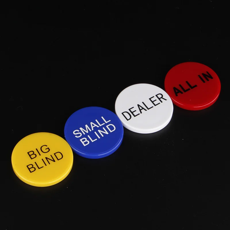 1Pcs Acrylic round plastic dealer coins SMALL BLIND/BIG BLIND/DEALER/All IN Texas poker chip set coin buttons game poker chips plastic game coins