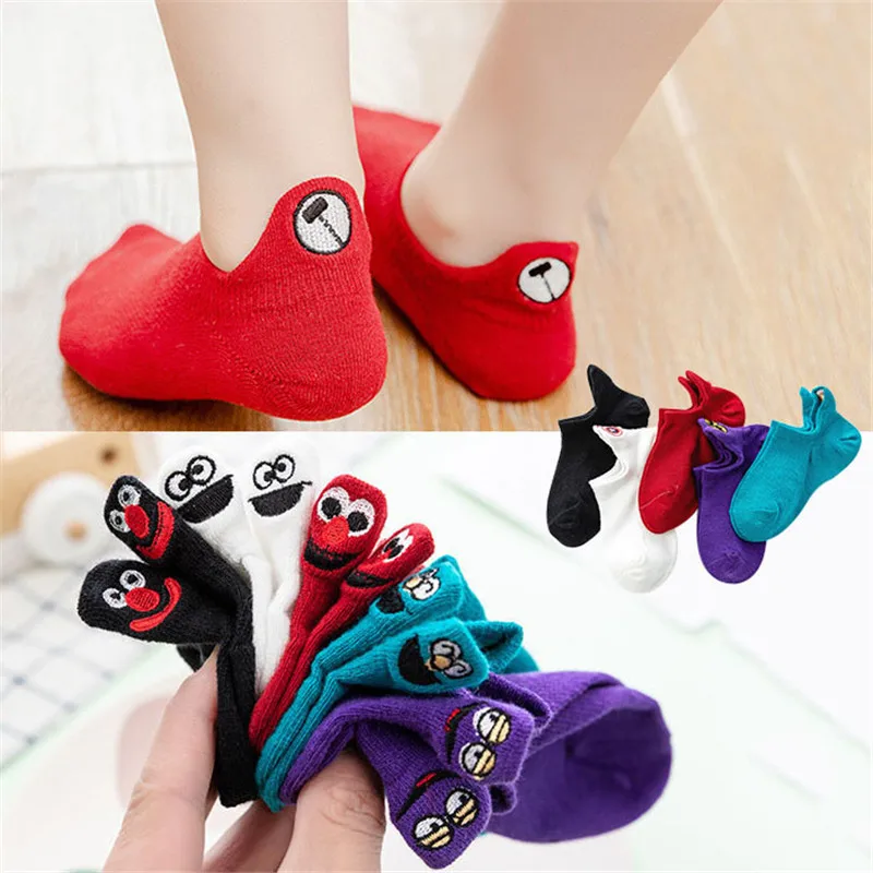 Funny Socks Christmas-Gifts Harajuku Ankle-5pairs/Lot Kids Kawaii Cotton Happy Expression