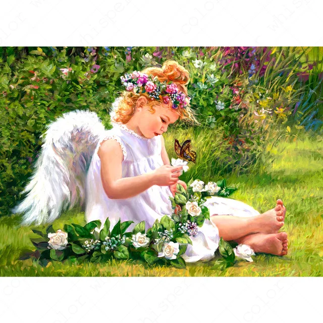 2 Angels Girls 5D алмазная живопись полная квадратная вышивка картина маслом полная круглая дрель мозаика религия домашний декор вышивка крестиком - Цвет: 2