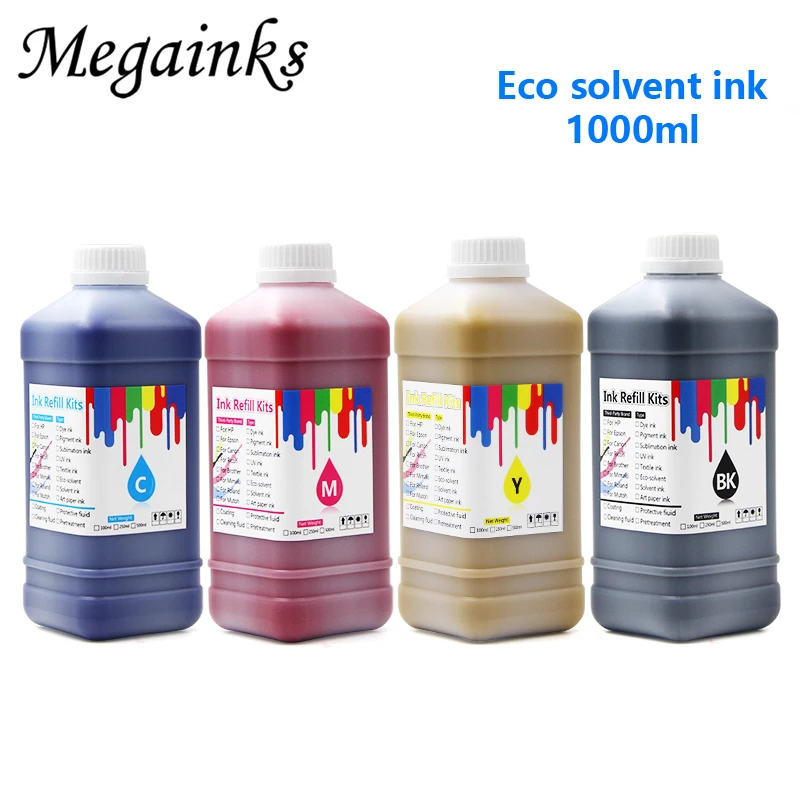 

1000ml x 4PC Outdoor eco Solvent Ink for Epson DX5 DX7 XP600 TX800 printhead for epson 1390 1400 1410 R290 R330 L800 L805 L1800