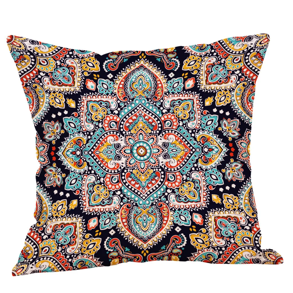 

New Mandala Printed Pillow Case Cover Square 45cm*45cm Vintage Color Geometric Pattern Polyester Home Throw Pillowcase Decor #15