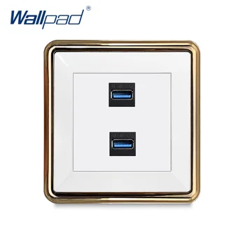 

Wallpad 2 USB 3.0 Socket Data Transmission Wall Socket Gold Panel