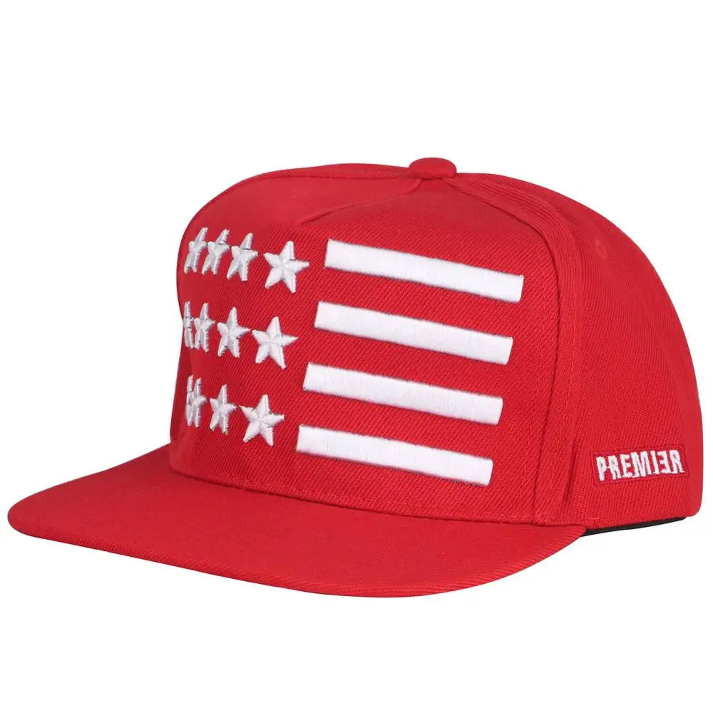 Мужские Бейсбольные кепки Snapback пятизвездные полосатые вышитые плоские баскетбольные кепки в стиле хип-хоп K Pop Детские кепки для танцев короткие Sombrero - Цвет: Красный