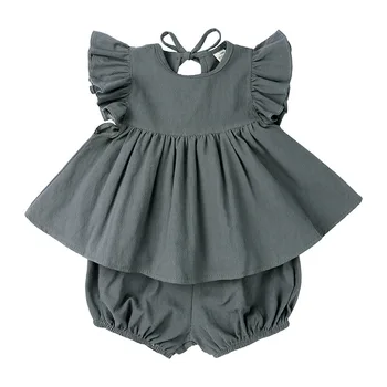 Baby Girls Clothing Sets Cute Newborn Baby Girls Fly Sleeve Tops +Shorts Outfits Princess Girls Summer Holiday Clothing