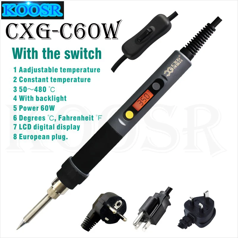 Цифровой электрический паяльник CXG C60W с ЖК дисплеем регулируемой температурой NCT