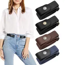 

2Pcs/Set Stretch Belt Elastic Unisex One Size 5 Colors Stylish Simple Buckle-Free Belt for Girl Fashion Accessory