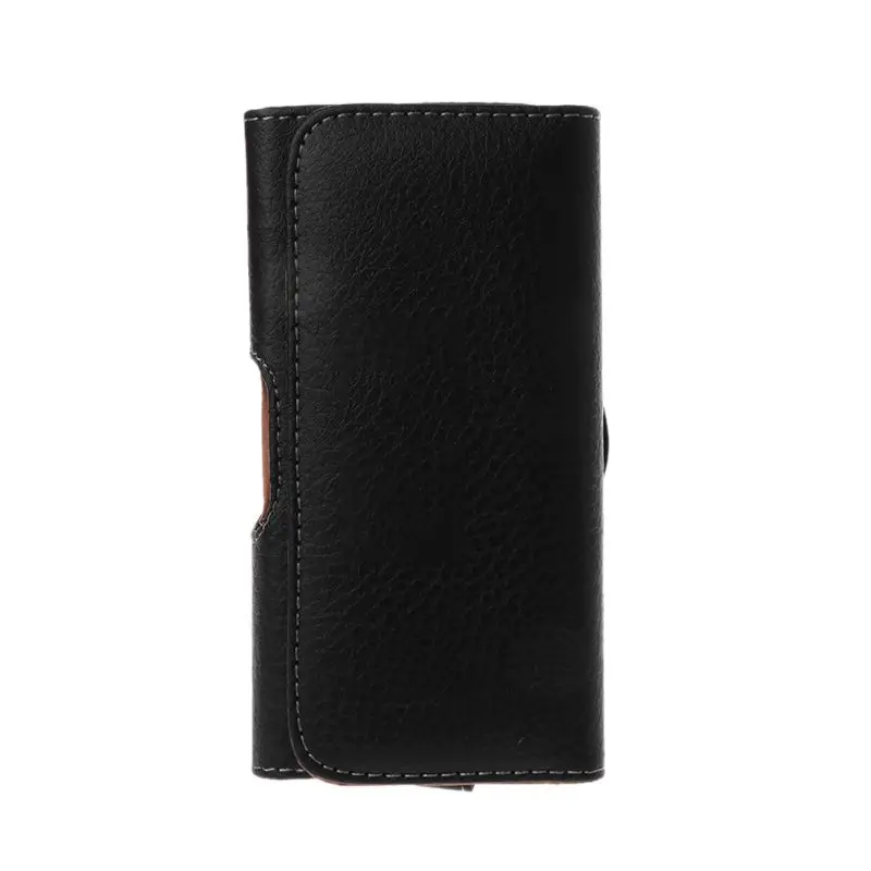 Universal Pria Hitam Leather Belt Sarung Klip Ponsel Kantong Horisontal Pinggang Casing untuk iPhone Samsung Huawei Xiaomi Ponsel