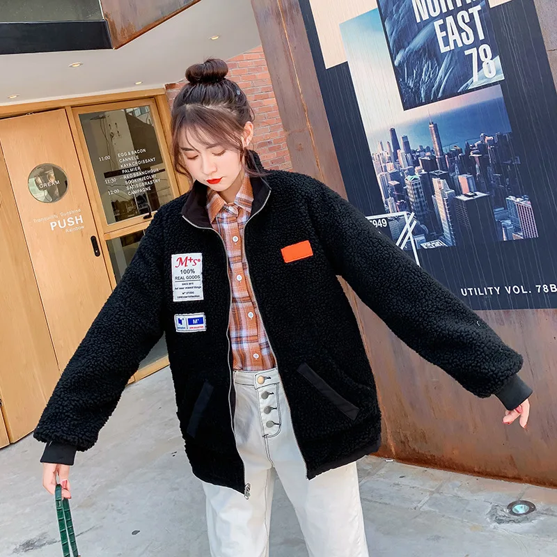 

2019 Online Celebrity Style Reversible Lambs Wool Coat Women's Autumn & Winter Loose-Fit Brushed And Thick Workwear