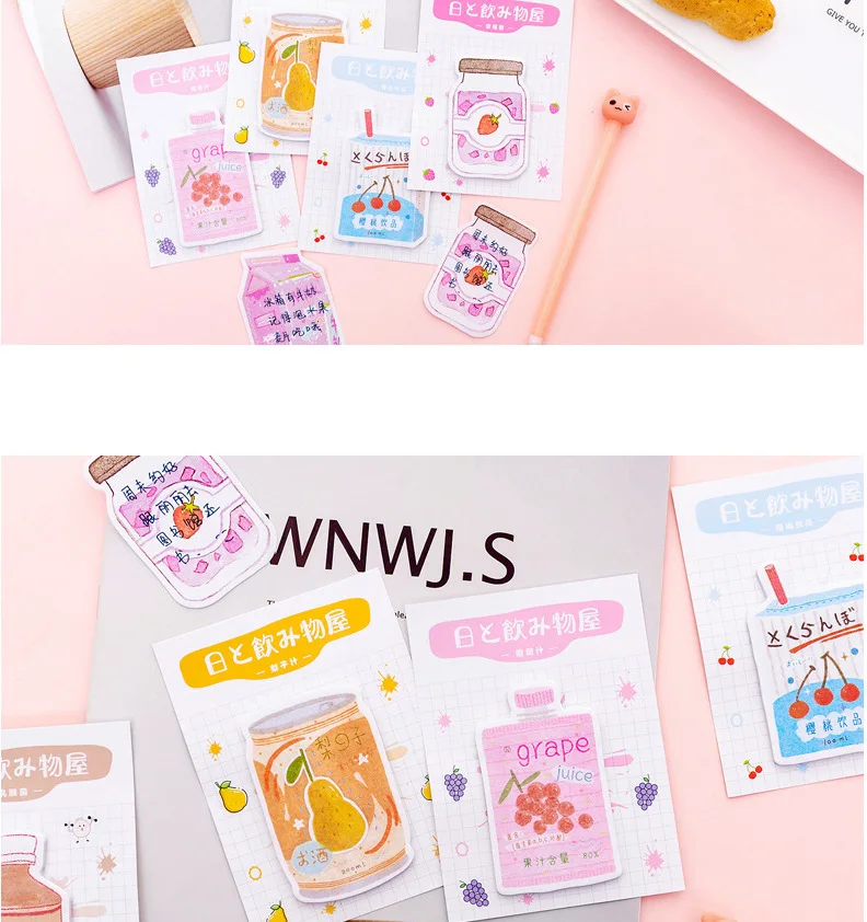Creative And Beverage Shop Series Sticky Notes Removable Self-stick Notes Hipster Students Tearable Message Notepad Notebook