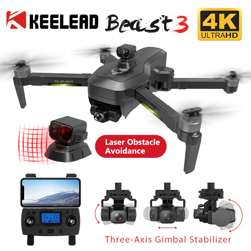 KEELEAD-Dron SG906 MAX SG906 Pro Pro2 con cámara HD, profesional, GPS, 4K, 5G, WIFI, 3 ejes, antivibración, cardán, Quadcopter, RC