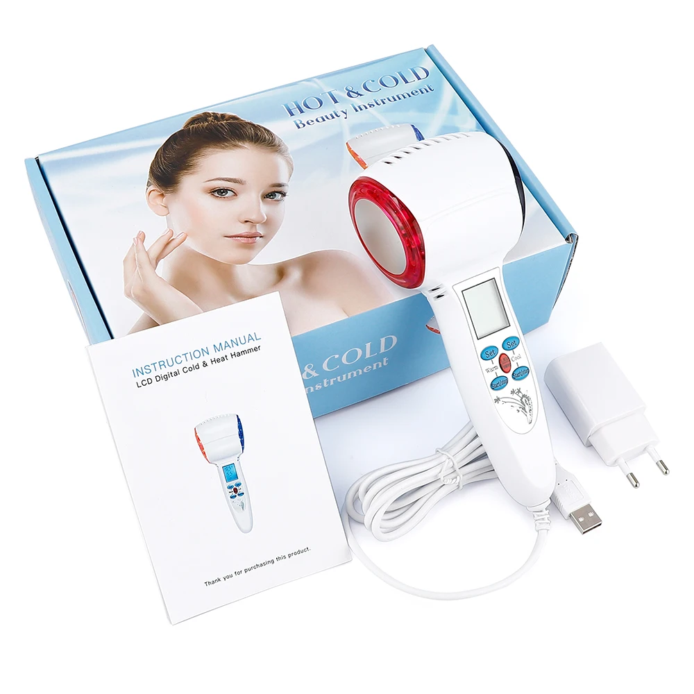 Facial Beauty Massager Hot Cold Hammer Cryotherapy Red Blue Photon Skin Lifting Tighten Anti-aging Shrink Pore Skin Care Spa