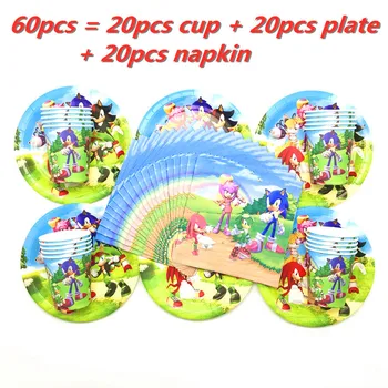 

Sonic The Hedgehog Party Supplies Paper Cups Plates Napkins Superhero Disposable Tableware Sets Kids Birthday Party Decoration