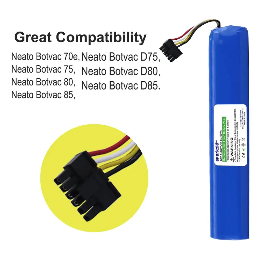 Sparkole 12V 5200mAh литий-ионная аккумуляторная батарея для Neato BotVac 70e 75 80 85 D75 D85 пылесос для neato Botvac D серии