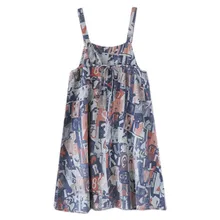 Robe en jean à bretelles pour femme, salopette ample, imprimé, rétro, Midi, Maxi, Denim, été, 2022 