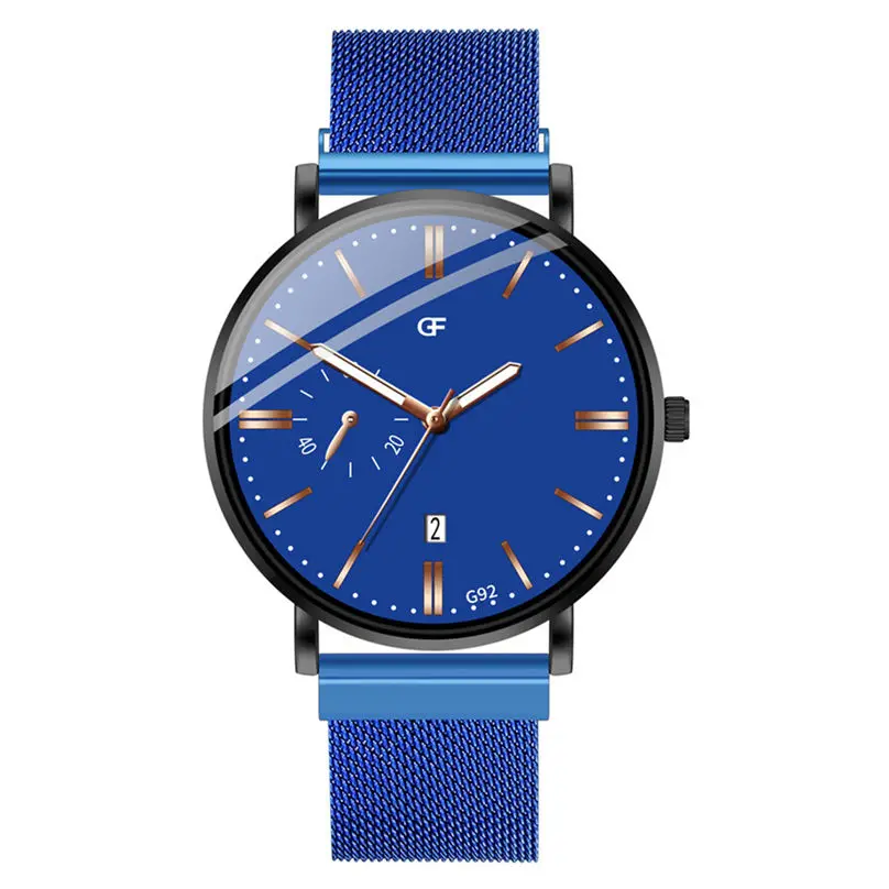 Men's Fashion Casual Business Watch Simple Magnet Buckle Mesh With Analog Men Quartz Watches 3D12 (8)