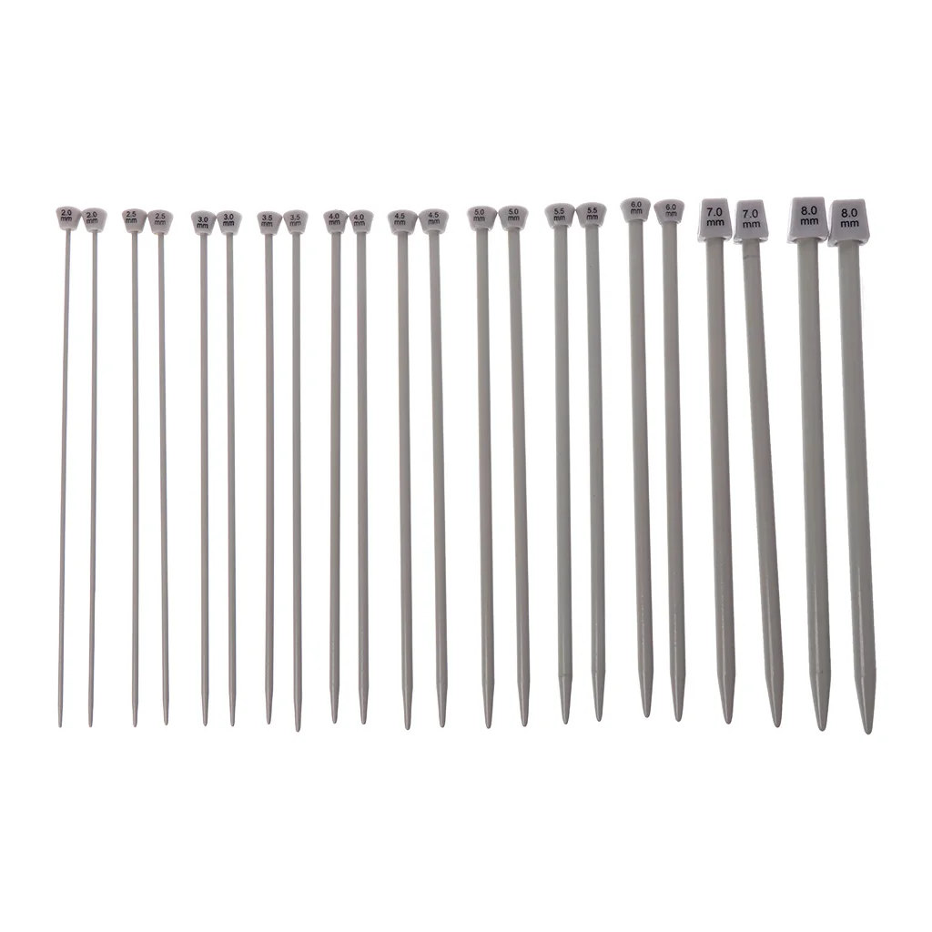 

22Pcs 7.9in Crochet Single Pointed Knitting Needles Set Stainless Steel Powder Coating Sweater DIY Tools In 11 Sizes
