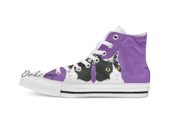 

Regal Tuxedo Kitty Custom Casual High Top lace-up Canvas shoes sneakers Drop shipping