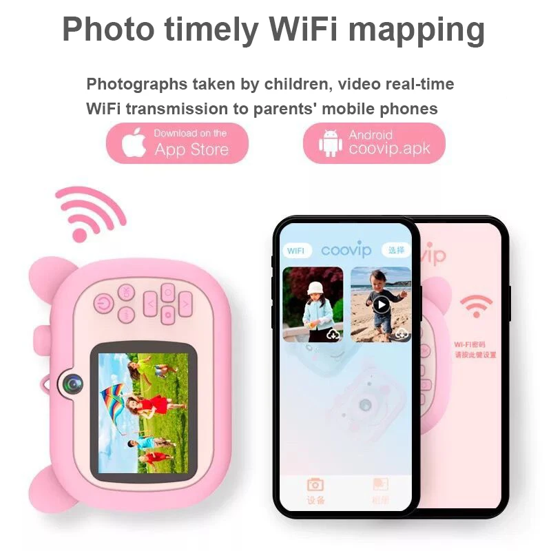Halolo WiFi Children Camera Kids Digital Camera Toy 1080p HD 2inch Large Screen Cute Camera Toy Children Gift Educational Toy