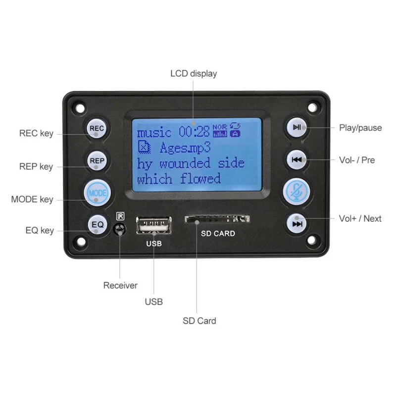 Высококачественный DC 5V 4 0 Bluetooth аудио модуль USB SD WAV WMA FM пульт дистанционного