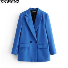 Aliexpress - XNWMNZ Women Fashion Solid Color Casual Office Wear Suit Blazer Double Breasted Coats Long Sleeve Notched Collar Femme Blazers