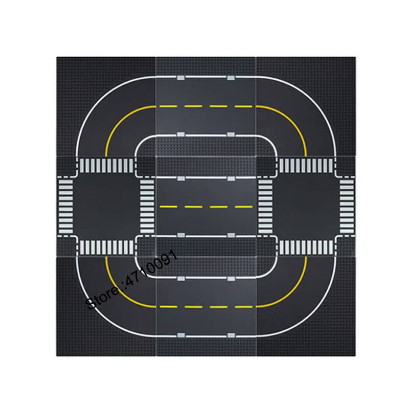 

City Road Baseplate Straight Crossroad Street View Road Base plate Building Blocks 25.5*25.5cm Classic Small Brick Toys For kids