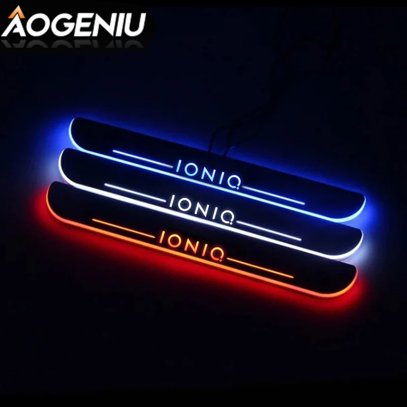 

Led Door Sill Scuff Plate Acrylic Customize Compatible For HYUNDAI IONIQ 2017-2020 Dynamic Moving Lamp Car Interior Accessories