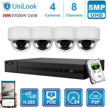 Hikvision OEM 8CH 4 к NVR 5MP POE IP Камера 4/6/8 шт. Открытый безопасности Системы ONVIF H.265 CCTV видео NVR Наборы с 1/2/4 ТБ HDD