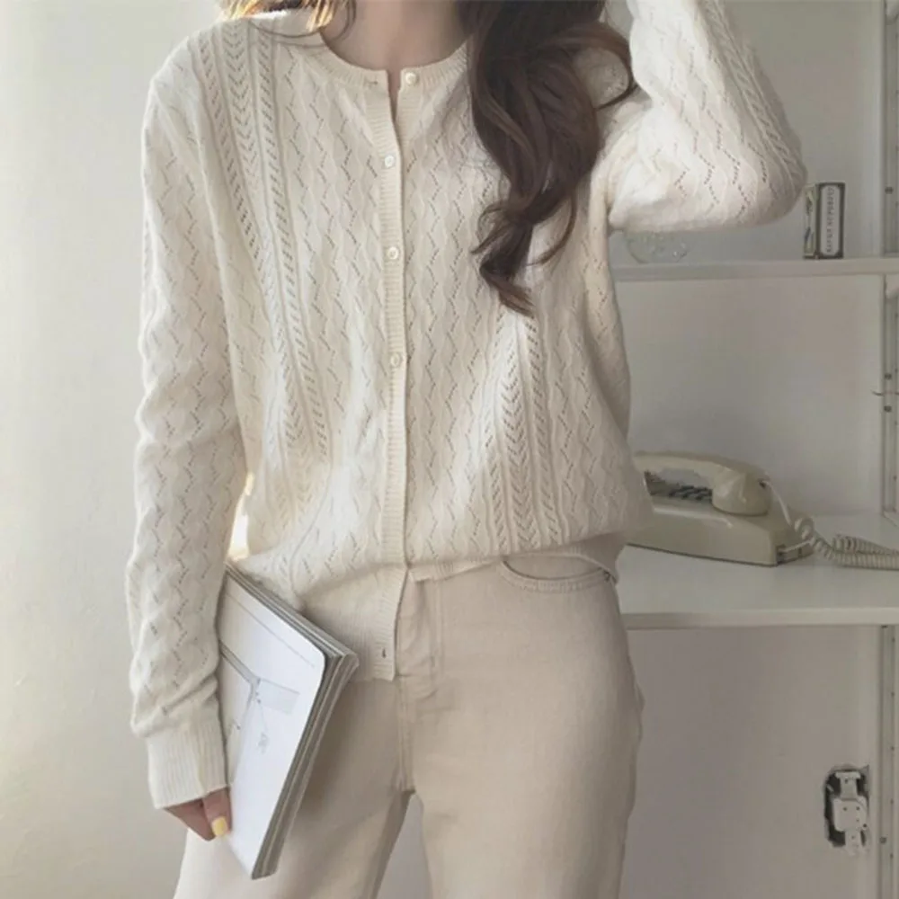 

2020 Autumn Winter New Wool Cardigan Women Short Cutout Sweater Coat Loose And Thin Temperament Sweaters Korean Winter