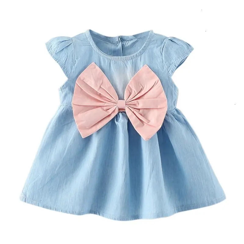 Г. Новые модные и элегантные летние мини-платья Красивая Короткая детская одежда с большим бантом для маленьких девочек