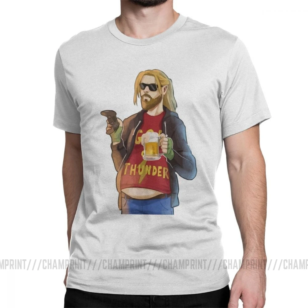 God Of Thunder Fat Thor Like Beer And футболки игровые мужские хлопок футболка с коротким рукавом размера плюс - Цвет: Белый