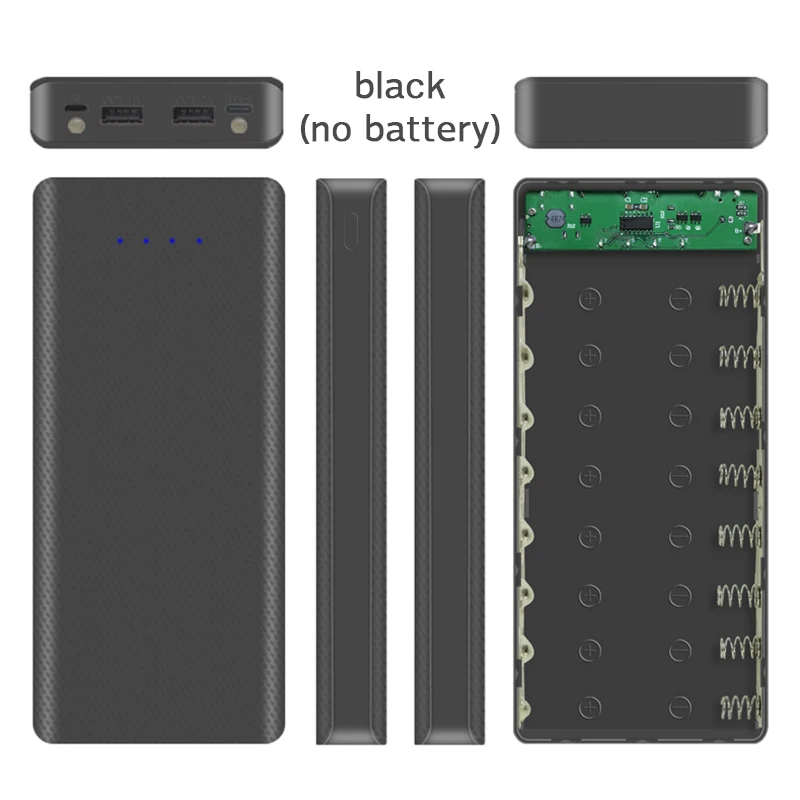 20000 мАч, 2 usb порта, внешний аккумулятор, чехол, 8*18650, зарядное устройство, коробка, светодиодный светильник, зарядка, дисплей, светильник, корпус батареи